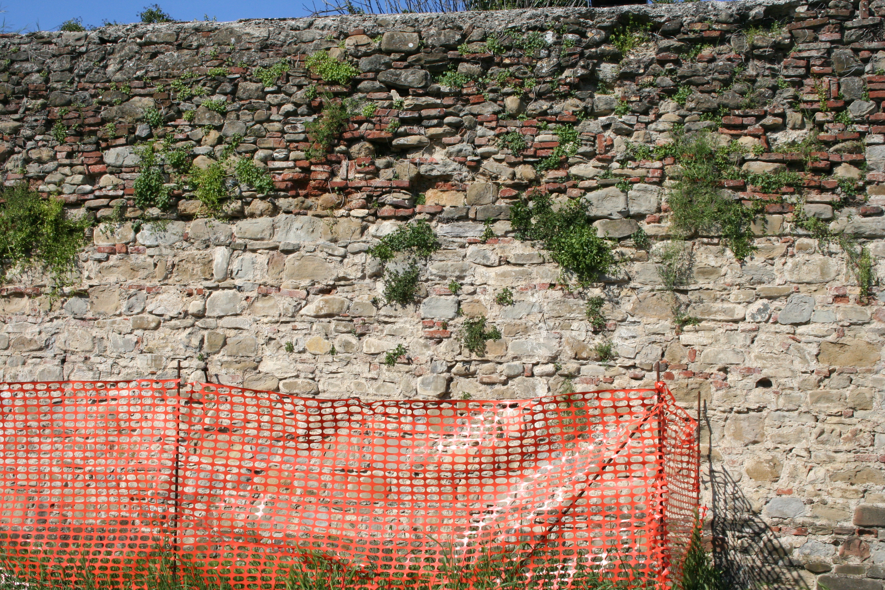 sansepolcro- mura urbane viale volta particolare vegetazione transenne 2